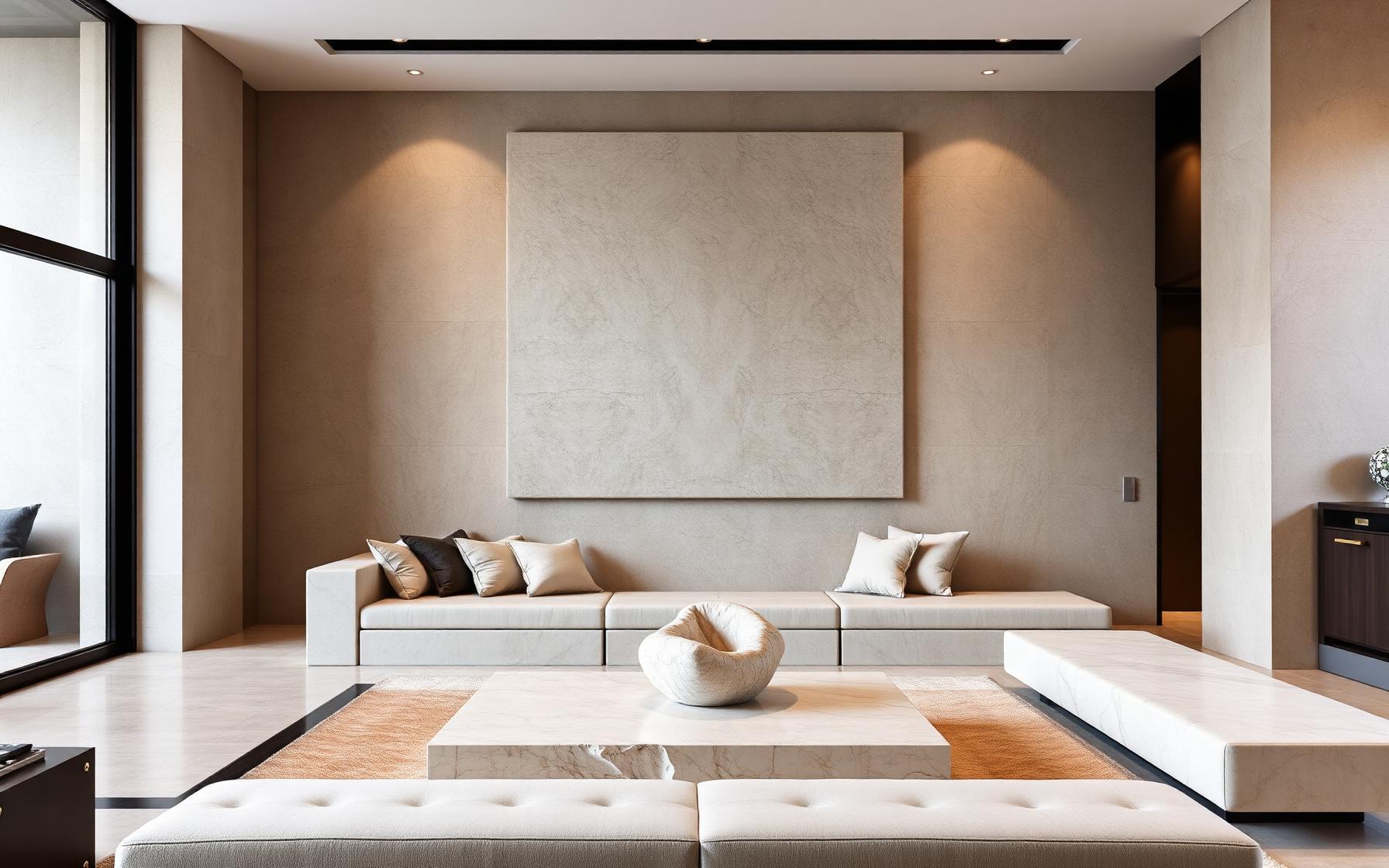 Stone-clad modern living room