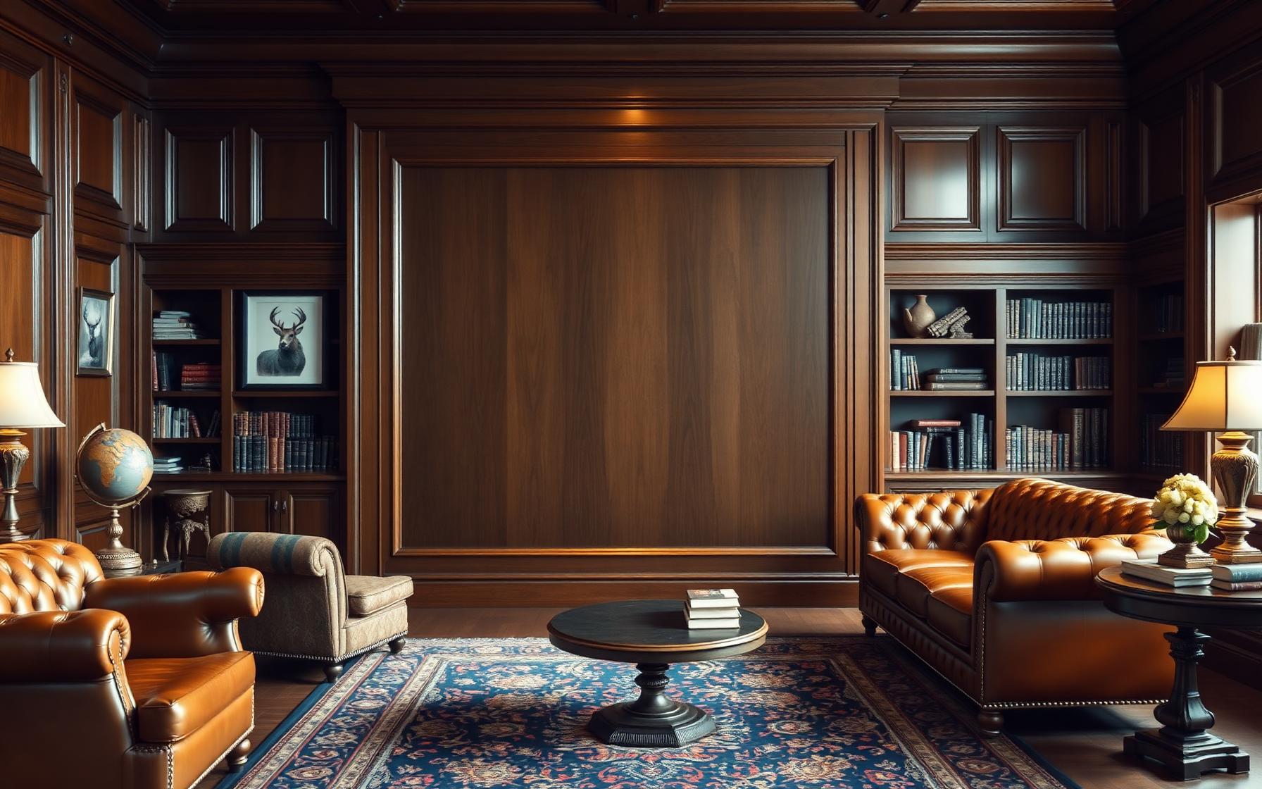 Wood-paneled gentleman's study