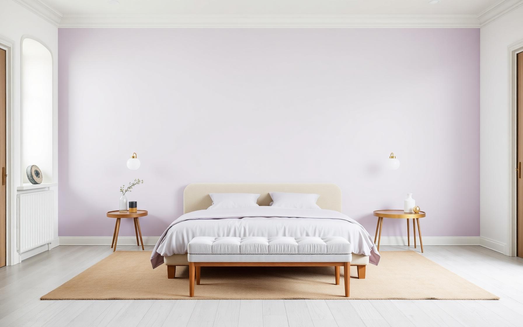 Soft lavender primary bedroom